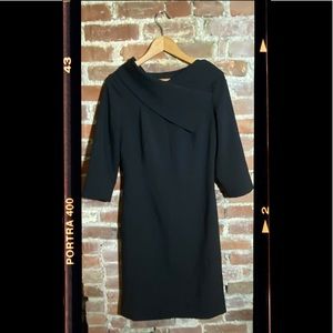 STILLS Black Shawl Collar Dress 38 Wool Blend